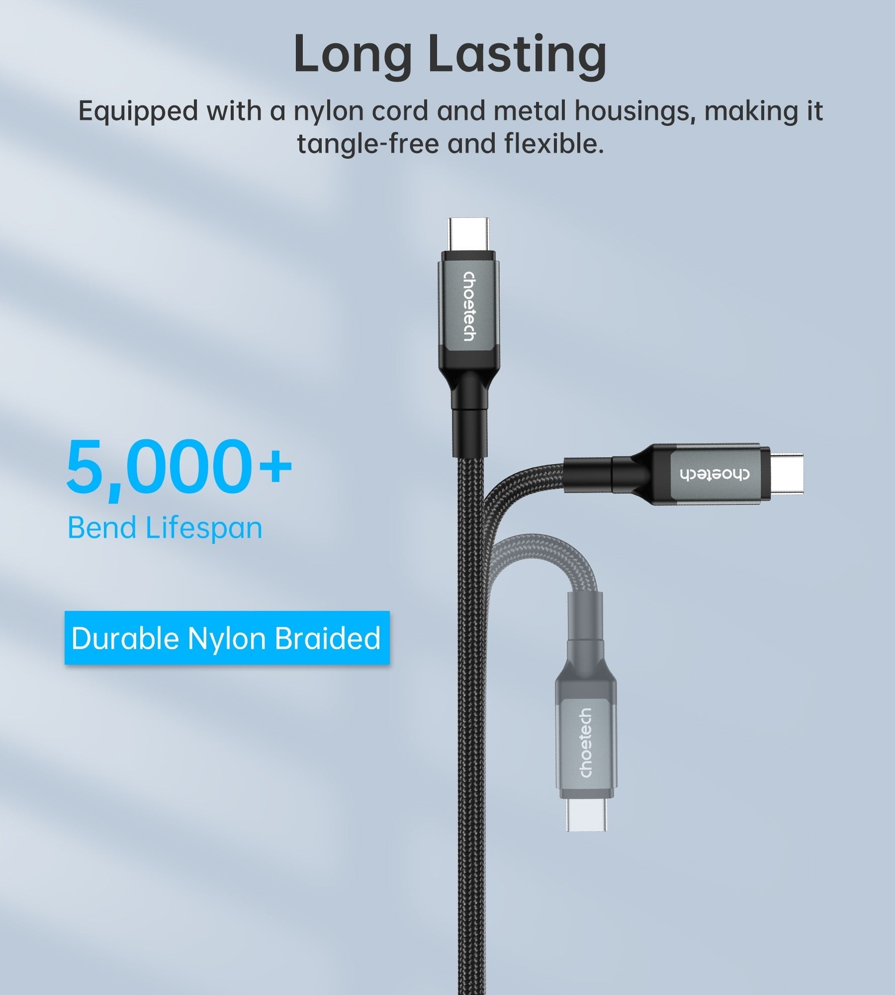 CHOETECH XCC-1040 USB-C M to M 240W Super Fast Speed Gen3 Cable 1.2M V28-ELECHOXCC1040