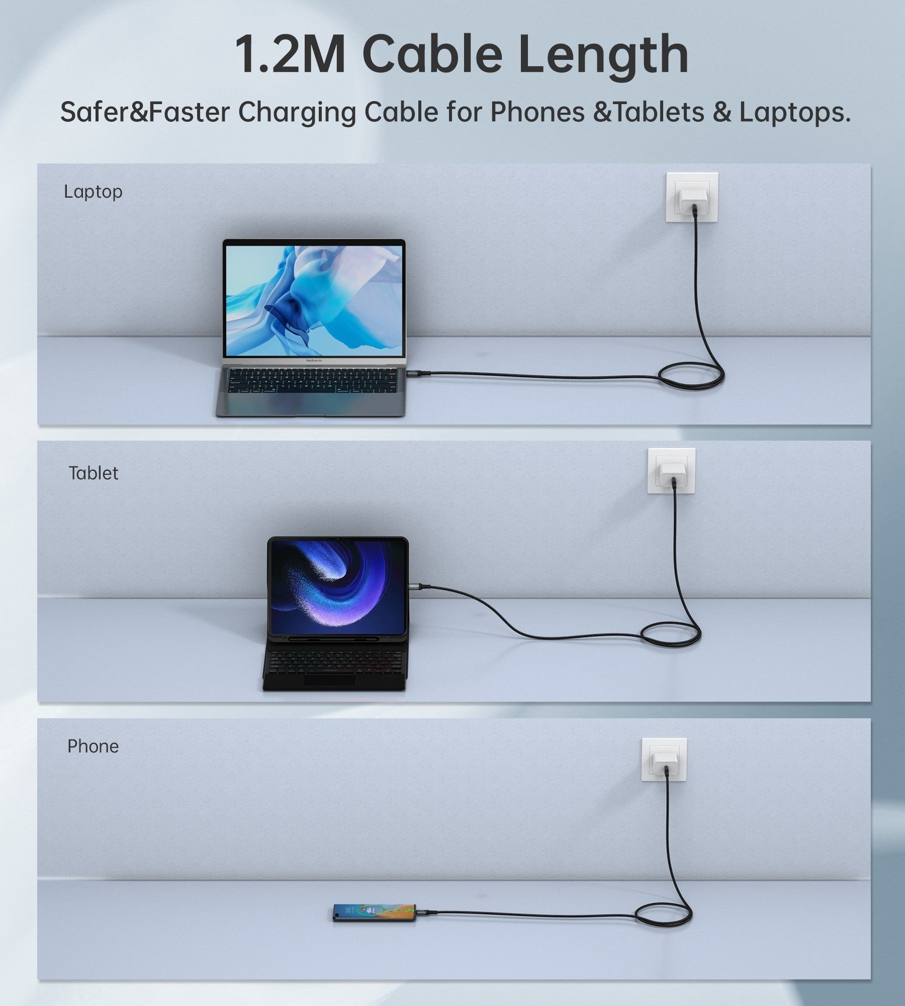 CHOETECH XCC-1040 USB-C M to M 240W Super Fast Speed Gen3 Cable 1.2M V28-ELECHOXCC1040