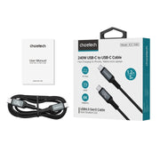 CHOETECH XCC-1040 USB-C M to M 240W Super Fast Speed Gen3 Cable 1.2M V28-ELECHOXCC1040