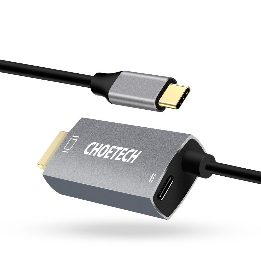CHOETECH XCH-M180-GY-V2 Unidirectional Adapter USB-C (male) to HDMI 4K 60Hz (male) + PD100W Power Delivery V28-ELECHOXCHM180GYV2