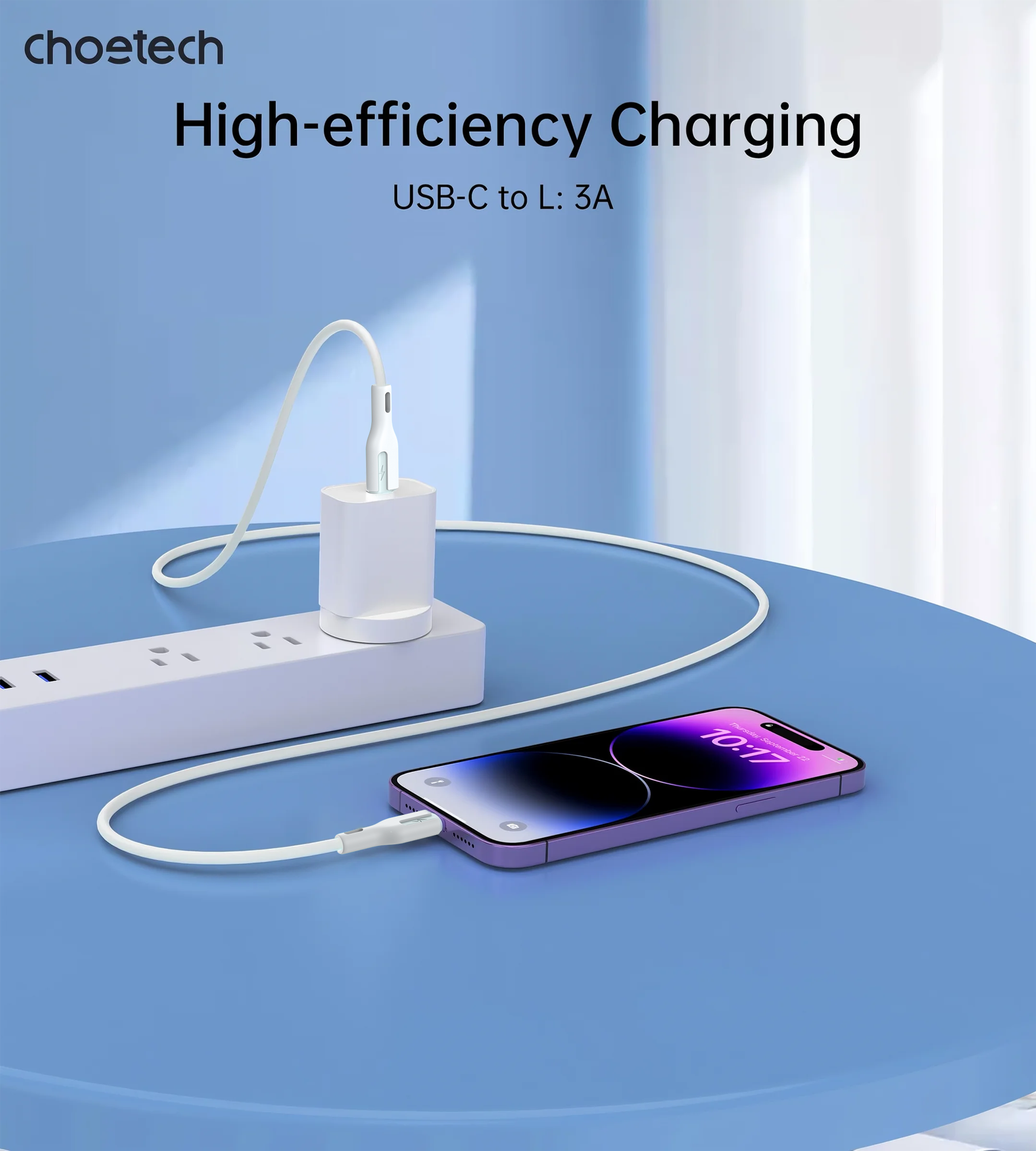 CHOETECH XCL-0002 Silicone USB-C to L Cable 1m White V28-ELECHOXCL0002