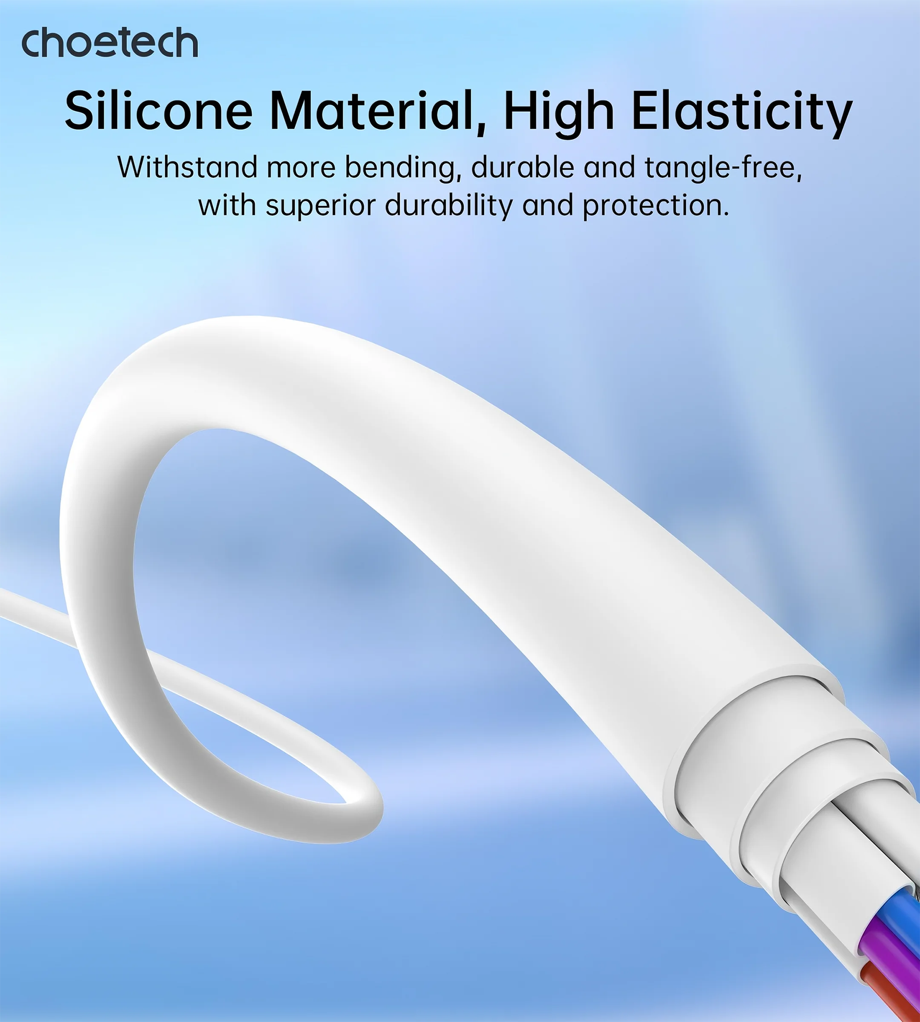 CHOETECH XCL-0002 Silicone USB-C to L Cable 1m White V28-ELECHOXCL0002