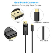 Choetech XCP-1801BK USB-C to DisplayPort Cable 1.8m V28-ELECHOXCP1801BK