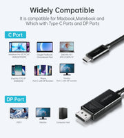CHOETECH XCP-1803 USB-C To DisplayPort Cable 8K@30Hz 1.8M Two-Way V28-ELECHOXCP1803