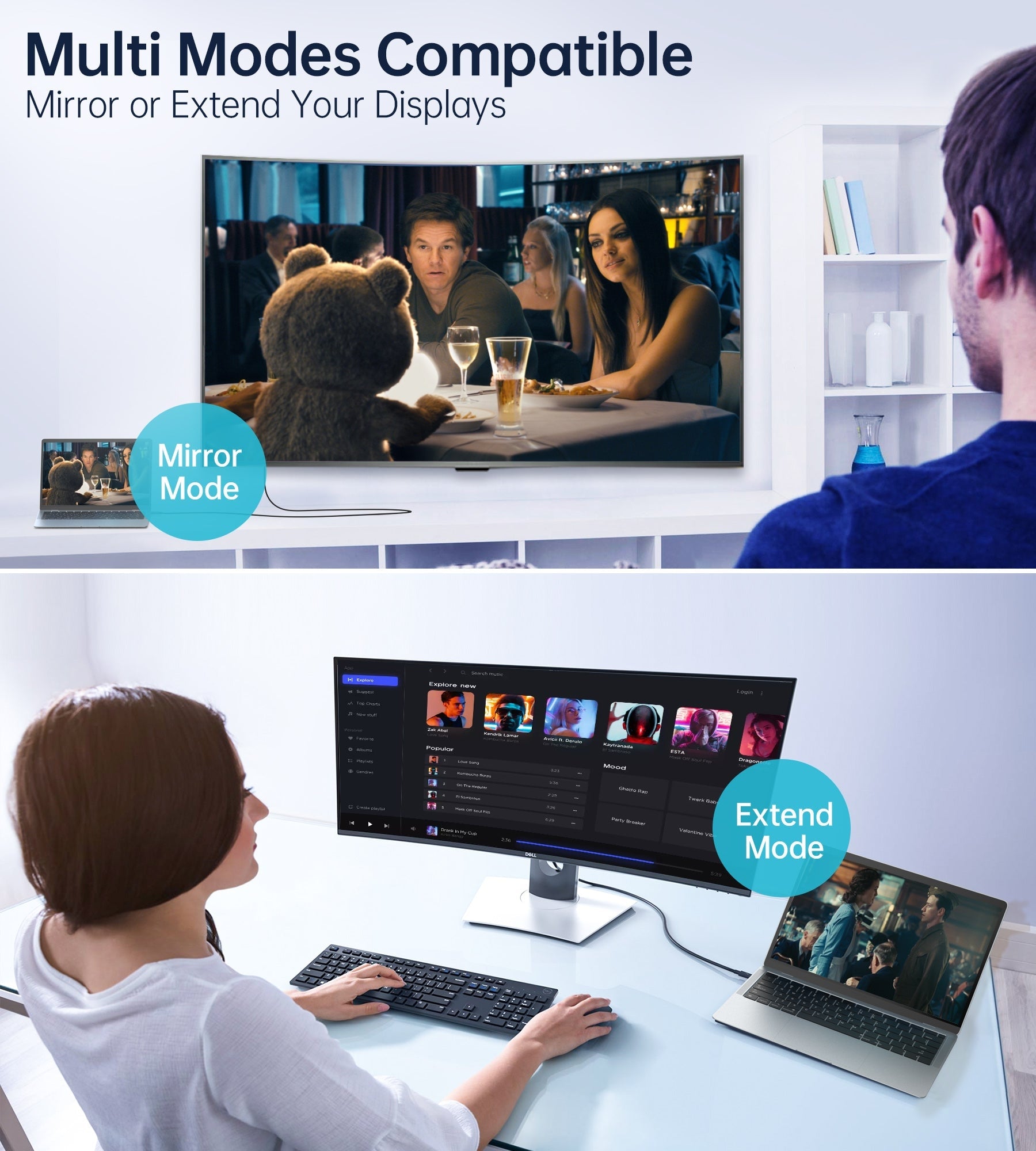 CHOETECH XCP-1803 USB-C To DisplayPort Cable 8K@30Hz 1.8M Two-Way V28-ELECHOXCP1803