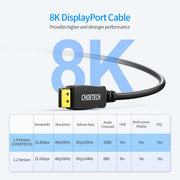 CHOETECH XDD01 DP to DP Cable 2M 8K 60Hz V28-ELECHOXDD01