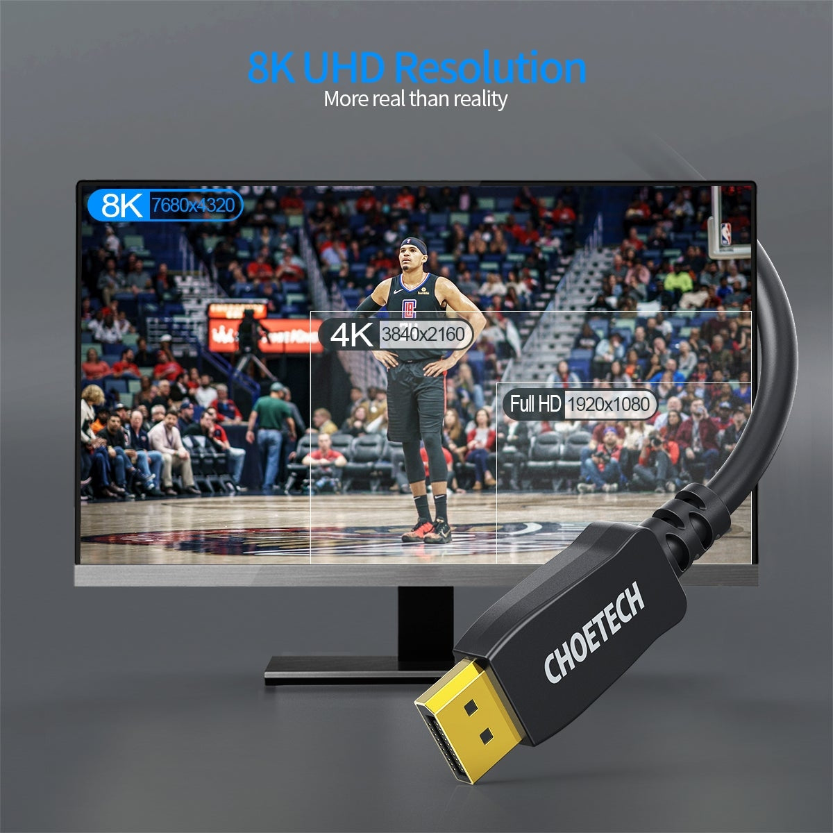 CHOETECH XDD01 DP to DP Cable 2M 8K 60Hz V28-ELECHOXDD01