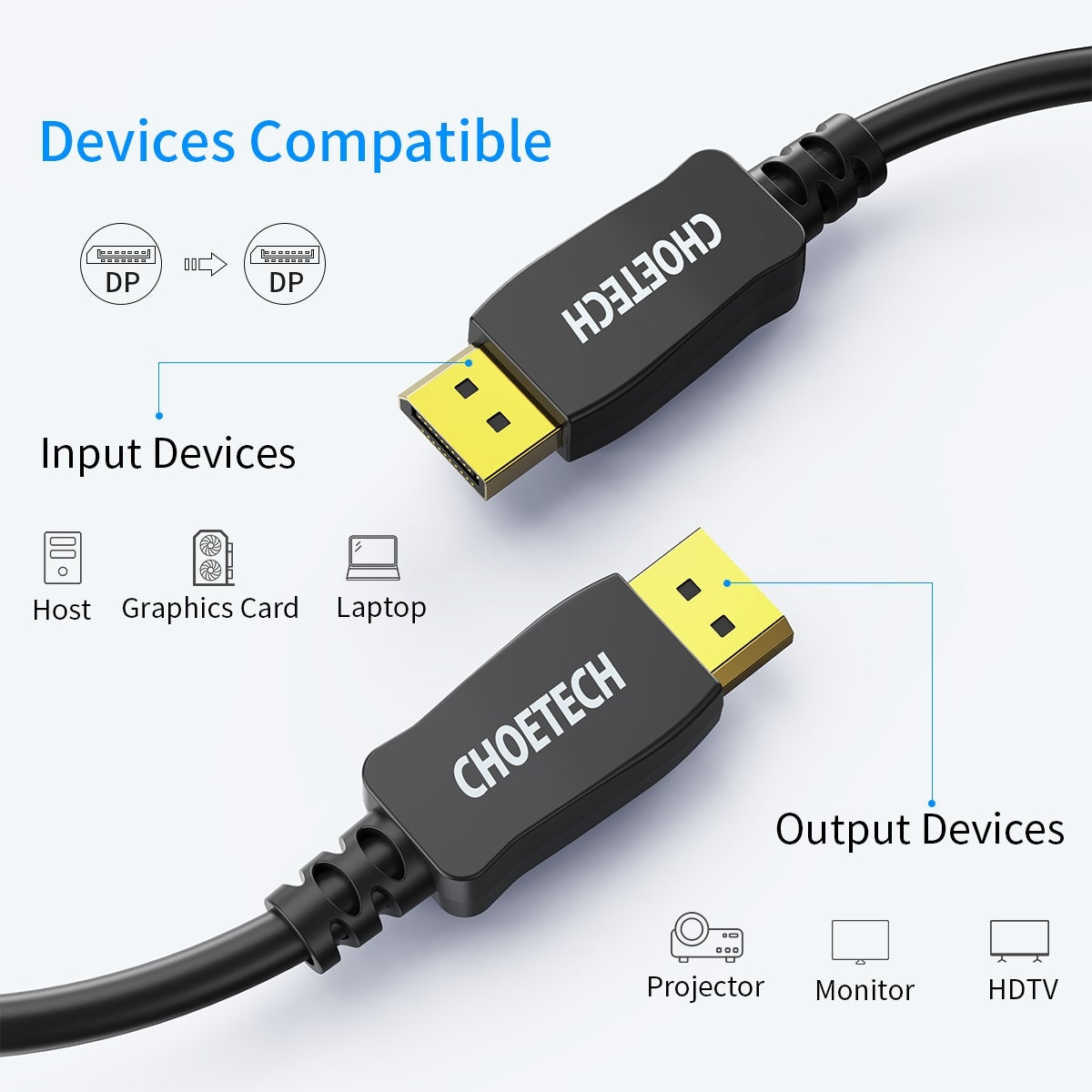 CHOETECH XDD01 DP to DP Cable 2M 8K 60Hz V28-ELECHOXDD01