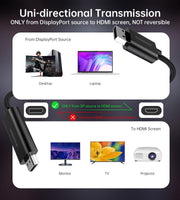 CHOETECH XDH01 4K 60Hz DisplayPort Male to HDMI Male Braided Cable 2M V28-ELECHOXDH01