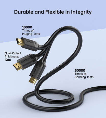 CHOETECH XHH-TP20 8K HDMI 2.1 Cable 8K@60Hz 48Gbps 2M Braided Cable - Black V28-ELECHOXHHTP20