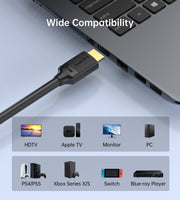 CHOETECH XHH-TP20 8K HDMI 2.1 Cable 8K@60Hz 48Gbps 2M Braided Cable - Black V28-ELECHOXHHTP20
