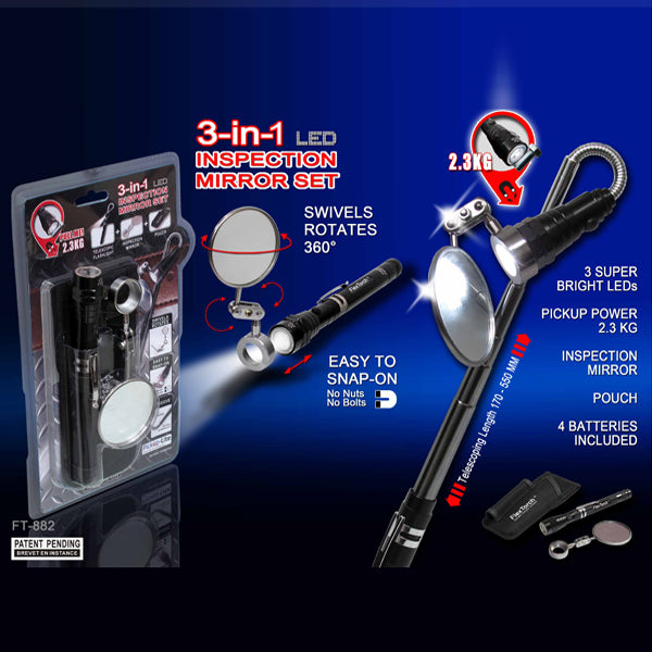3in1 Inspection Mirror Set V28-ELEDIGEI-FT1882