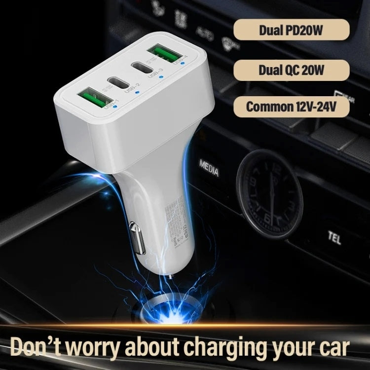 4-Port Car Charger (2 Ports PD + 2 Ports QC3.0 ) White V28-ELEINTWLXK26