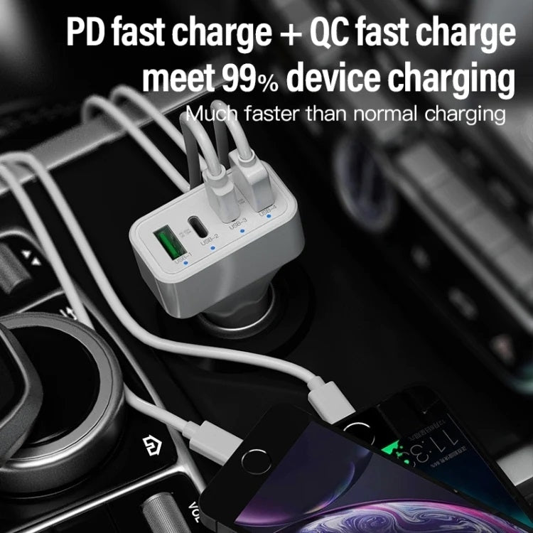 4-Port Car Charger (2 Ports PD + 2 Ports QC3.0 ) White V28-ELEINTWLXK26