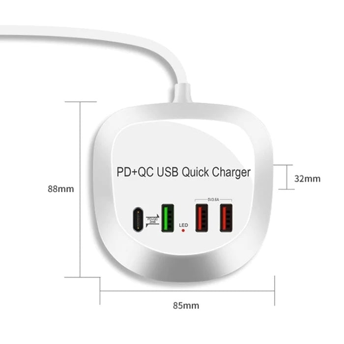 4-Port PD+QC3.0 Charger 40W with AU AC Adapter V28-ELEINTWLXT3P