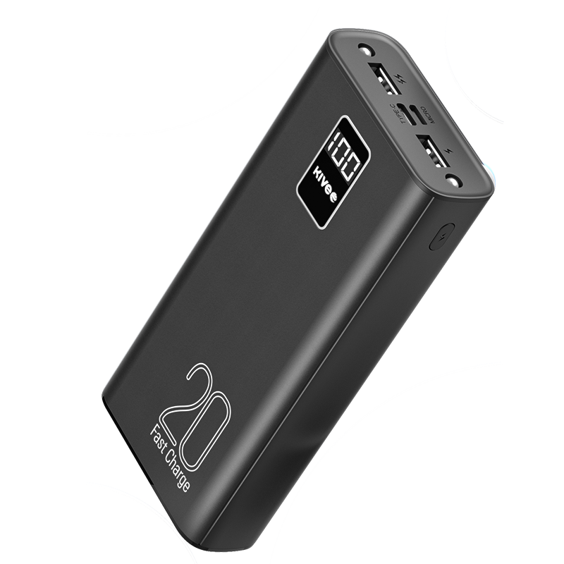 KIVEE PT23 20000mAh Power Bank with Digital Display Black V28-ELEKIVPT23