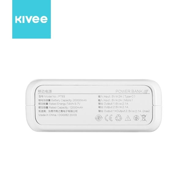 KIVEE PT63 20000mAh Power Bank White V28-ELEKIVPT63