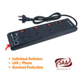 4 Way Powerboard with Individual Switches V28-ELELEGPB4SWBLCK_B