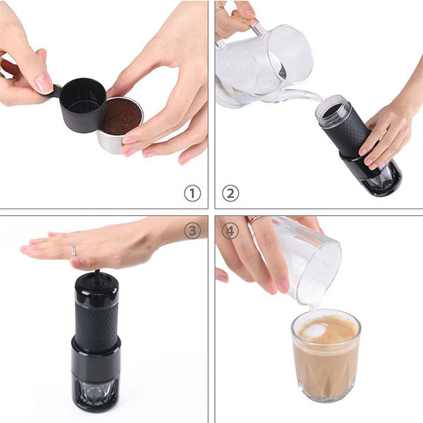 STARESSO Coffee Maker Red Dot Award Winner Portable Espresso Cappuccino Quick Cold Brew Manual Coffee Maker V28-ELESP200BK