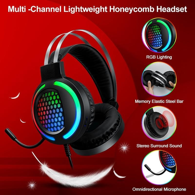 T-Wolf TF400 4-pcs Rainbow Keyboard/Mouse/Headphone/Mouse Pad Kit Set V28-ELETEQTF400