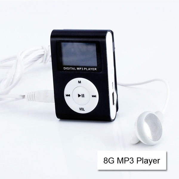 Mini Clip 8G MP3 Music Player With USB Cable & Earphone Black V28-ELEVMXMP38GBBK
