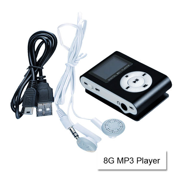 Mini Clip 8G MP3 Music Player With USB Cable & Earphone Black V28-ELEVMXMP38GBBK