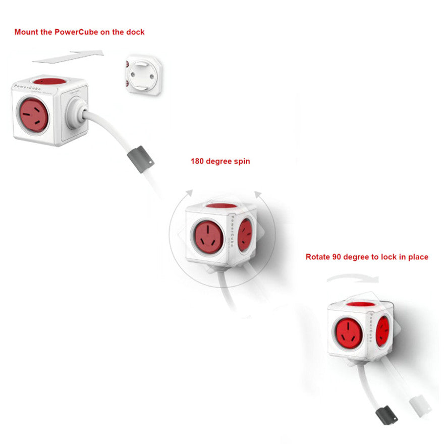 ALLOCACOC POWERCUBE Extended Boston Red 5 Outlets with 3M CABLE V28-ELEWES5304AUEXPC