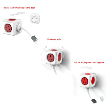 ALLOCACOC POWERCUBE Extended Boston Red 5 Outlets with 3M CABLE V28-ELEWES5304AUEXPC