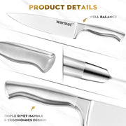 Warmot 5-Piece Ultra Sharp High Carbon Stainless Steel Chefs Kitchen Knife Set with Gift Box (750C) V28-ELEWMT750C