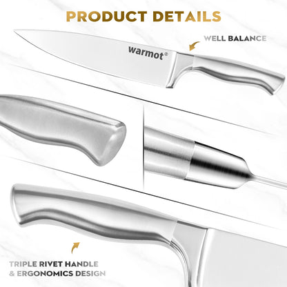Warmot 5-Piece Ultra Sharp High Carbon Stainless Steel Chefs Kitchen Knife Set with Gift Box (750C) V28-ELEWMT750C