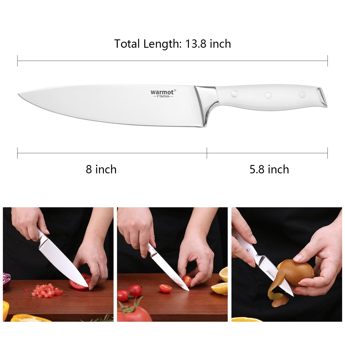 Warmot 3 Piece Ultra Sharp Chefs Knife Set with Gift Box (888-3) V28-ELEWMT888W3