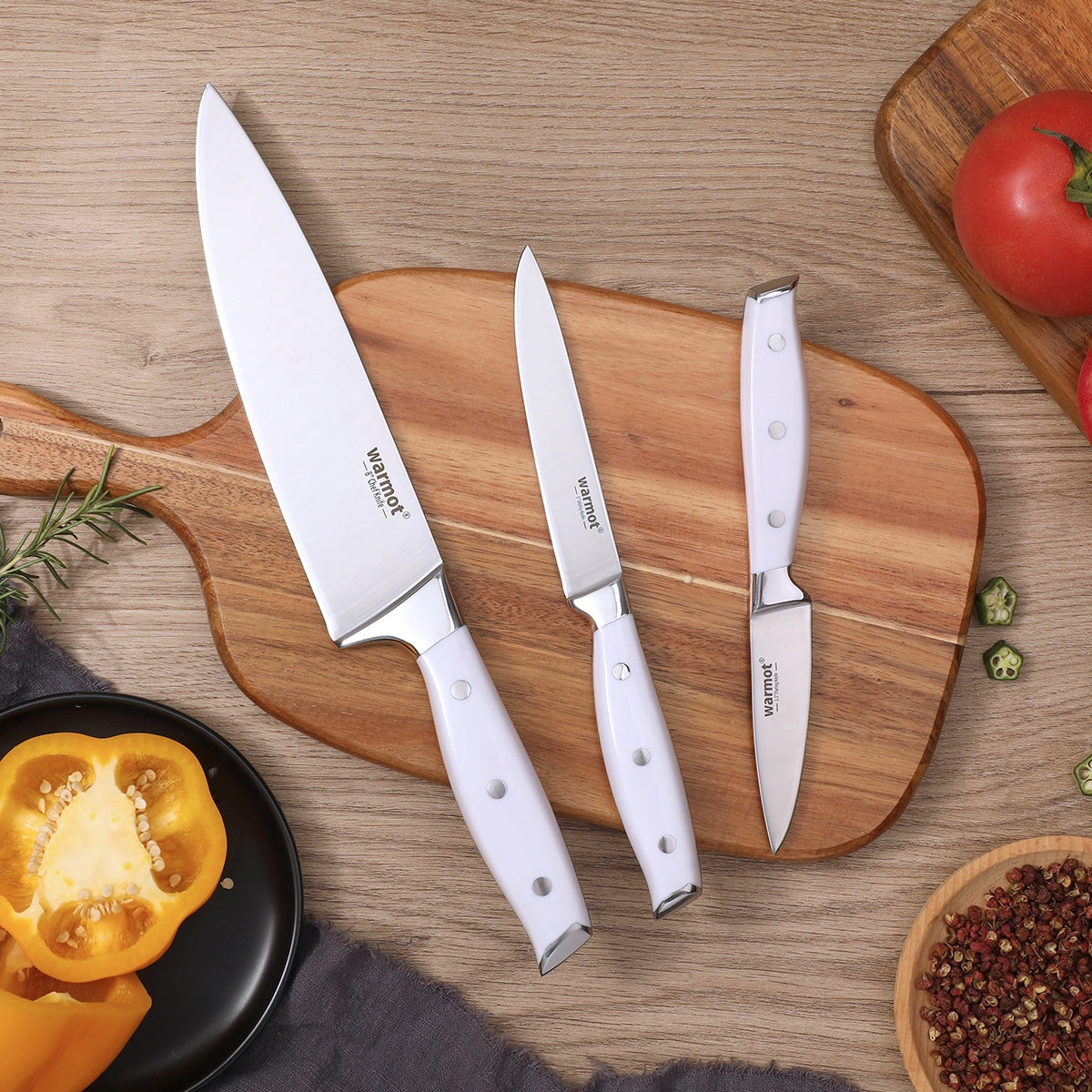 Warmot 3 Piece Ultra Sharp Chefs Knife Set with Gift Box (888-3) V28-ELEWMT888W3