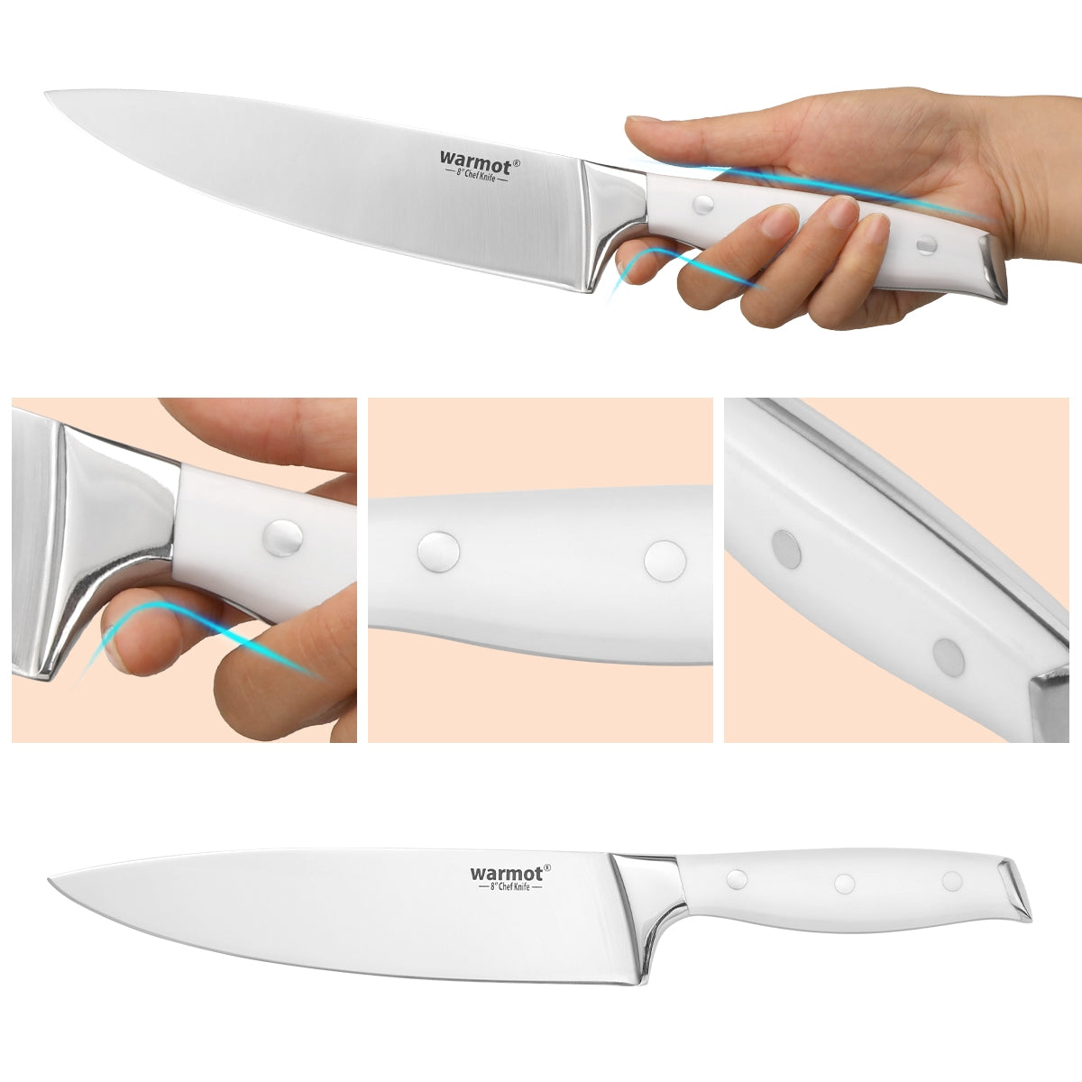 Warmot 7-Piece Ultra Sharp Chefs Knife Set with Gift Box (888-7) V28-ELEWMT888W7