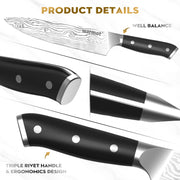 Warmot 3-Piece High Carbon Stainless Steel Cooking Knife Triple Riveted Handle with Gift Box(997-3) V28-ELEWMT997-3