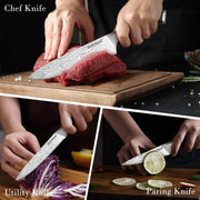 Warmot 3-Piece High Carbon Stainless Steel Cooking Knife Triple Riveted Handle with Gift Box(997-3) V28-ELEWMT997-3