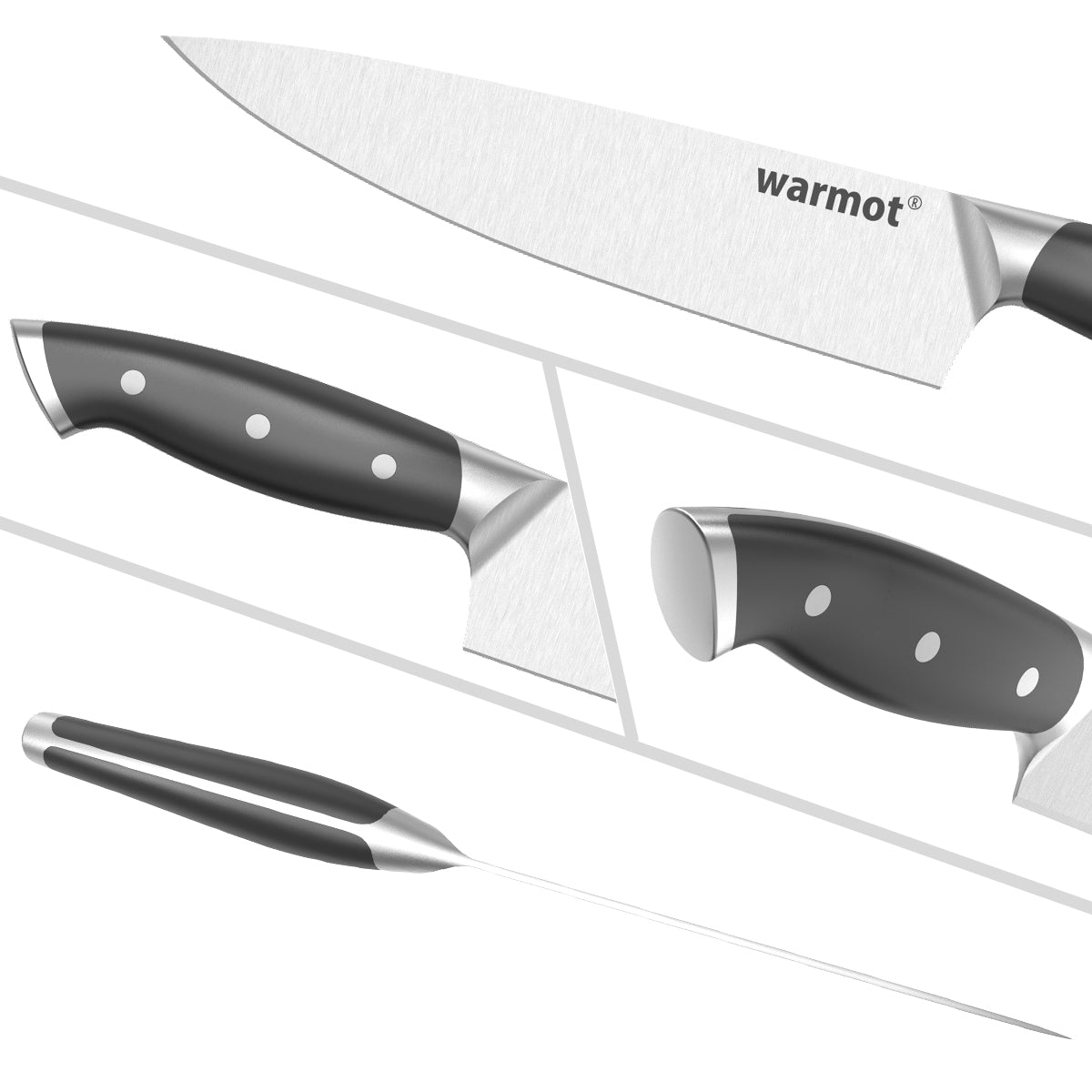 Warmot 3-Piece High Carbon Stainless Steel Ultra Chef Knife Set with Gift Box (317-3) V28-ELEWMTP317B3