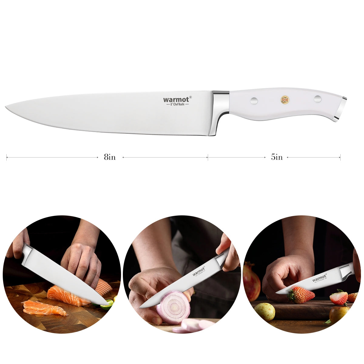 Warmot 3-Piece Ultra Sharp Chefs Knife Set with Gift Box (956-3) V28-ELEWMTP956W3