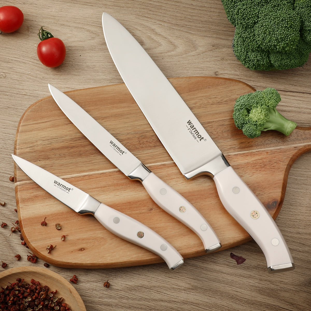 Warmot 3-Piece Ultra Sharp Chefs Knife Set with Gift Box (956-3) V28-ELEWMTP956W3