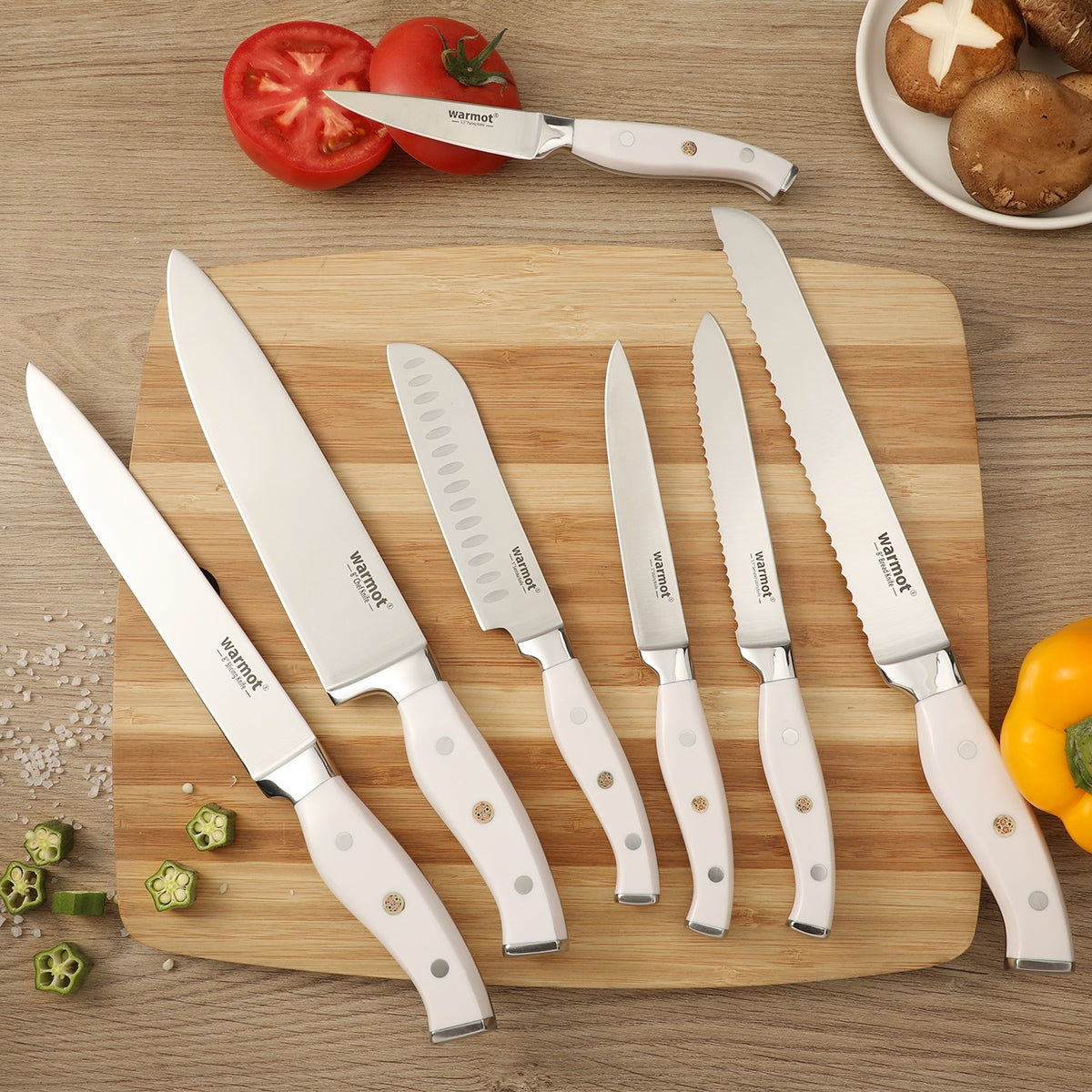 Warmot 7-Piece Ultra Sharp Chefs Knife Set with Gift Box (956-7) V28-ELEWMTP956W7