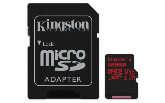 KINGSTON Canvas React: MicroSD 128GB , 100MB/s read and 70MB/s write with SD adapter SDCR/128GB V28-FFCKIN128GSDCR