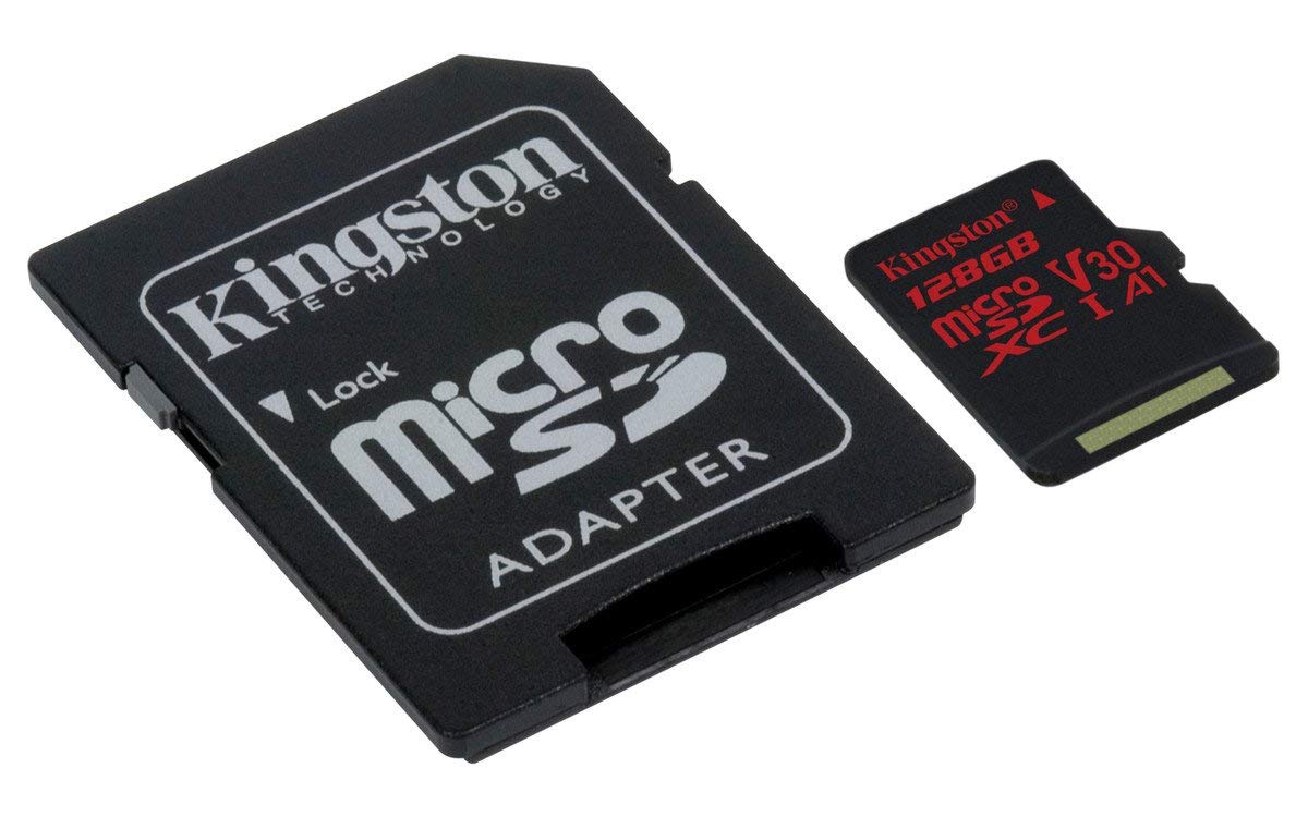 KINGSTON Canvas React: MicroSD 128GB , 100MB/s read and 70MB/s write with SD adapter SDCR/128GB V28-FFCKIN128GSDCR