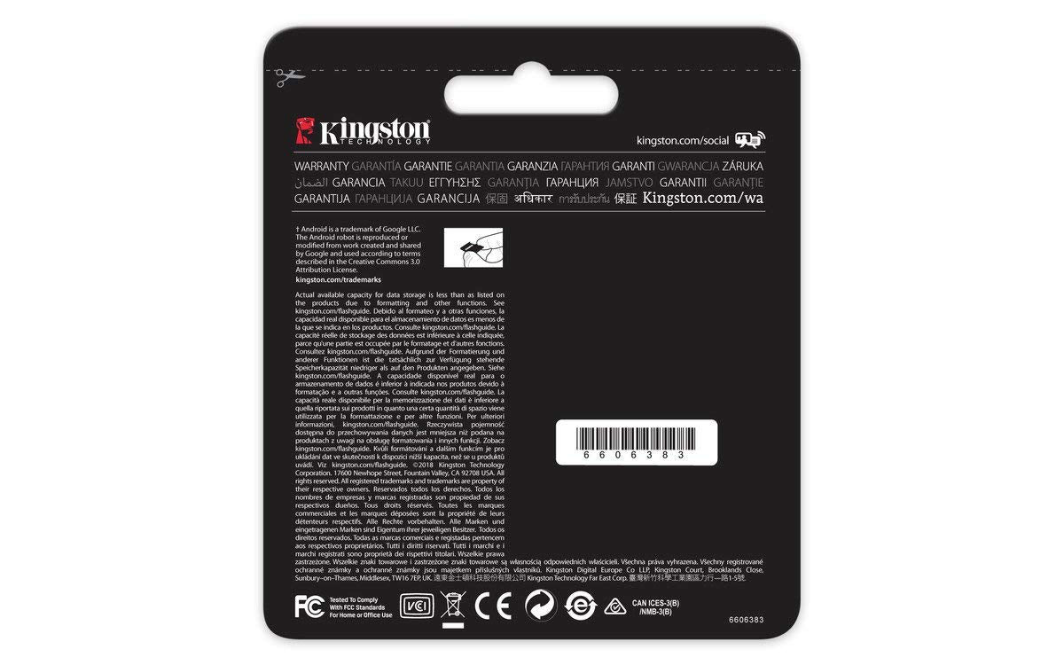 KINGSTON Canvas React: MicroSD 128GB , 100MB/s read and 70MB/s write with SD adapter SDCR/128GB V28-FFCKIN128GSDCR