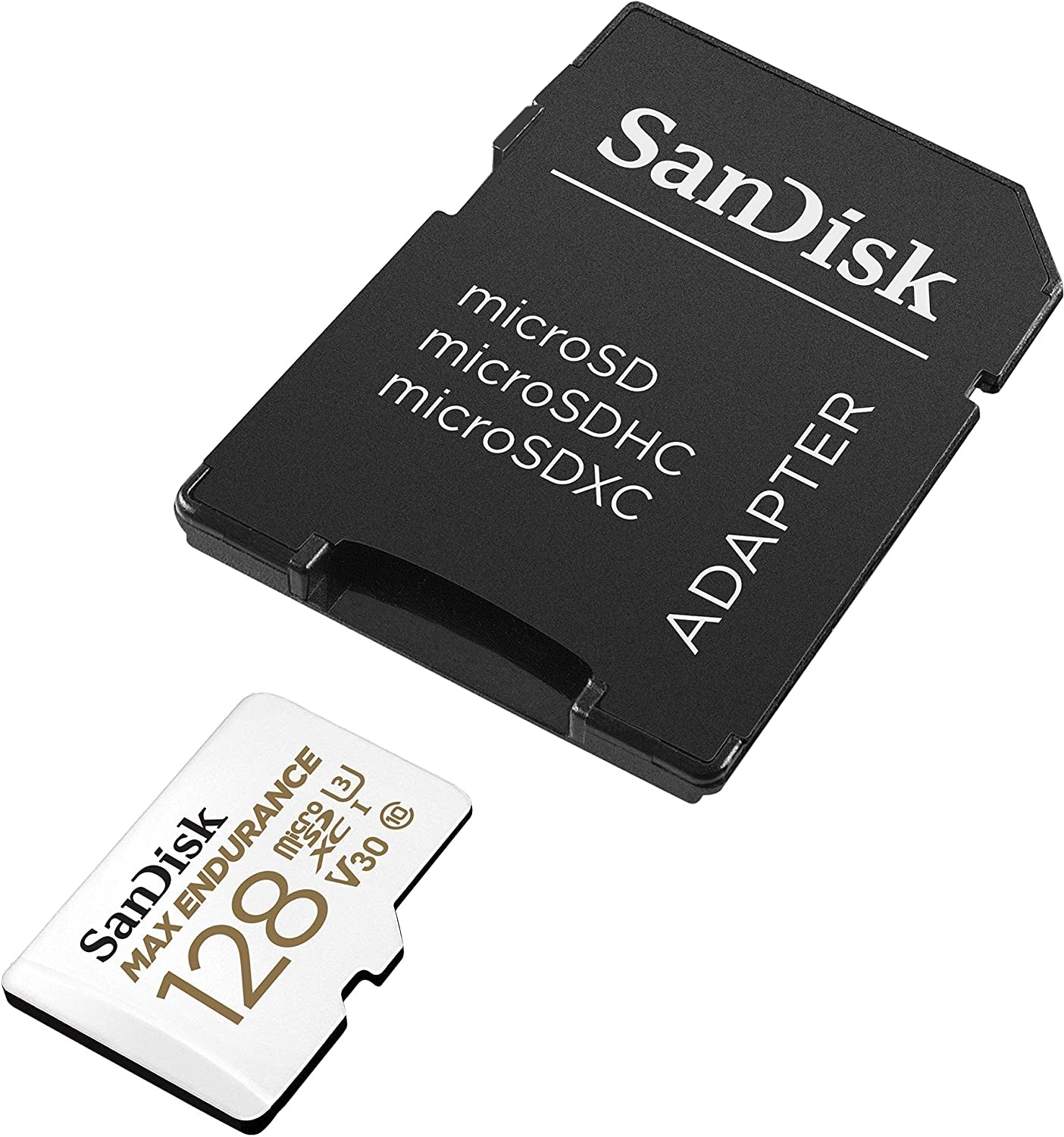 Sandisk Max Endurance Microsdxc Card SQQVR 128G (60 000 HRS) UHS-I C10 U3 V30 100MB/S R 40MB/S W SD Adaptor V28-FFCSAN128GQQVR