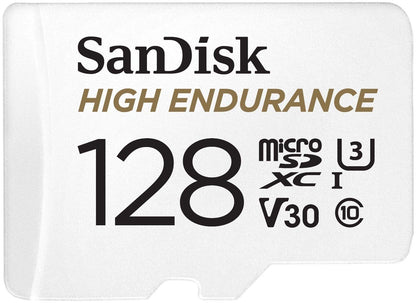 SANDISK HIGH ENDURANCE MICROSDHC CARD SQQNR 128G UHS-I C10 U3 V30 100MB/S R 40MB/S W SD ADAPTOR V28-FFCSAN128GSQQNR