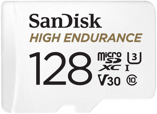 SANDISK HIGH ENDURANCE MICROSDHC CARD SQQNR 128G UHS-I C10 U3 V30 100MB/S R 40MB/S W SD ADAPTOR V28-FFCSAN128GSQQNR