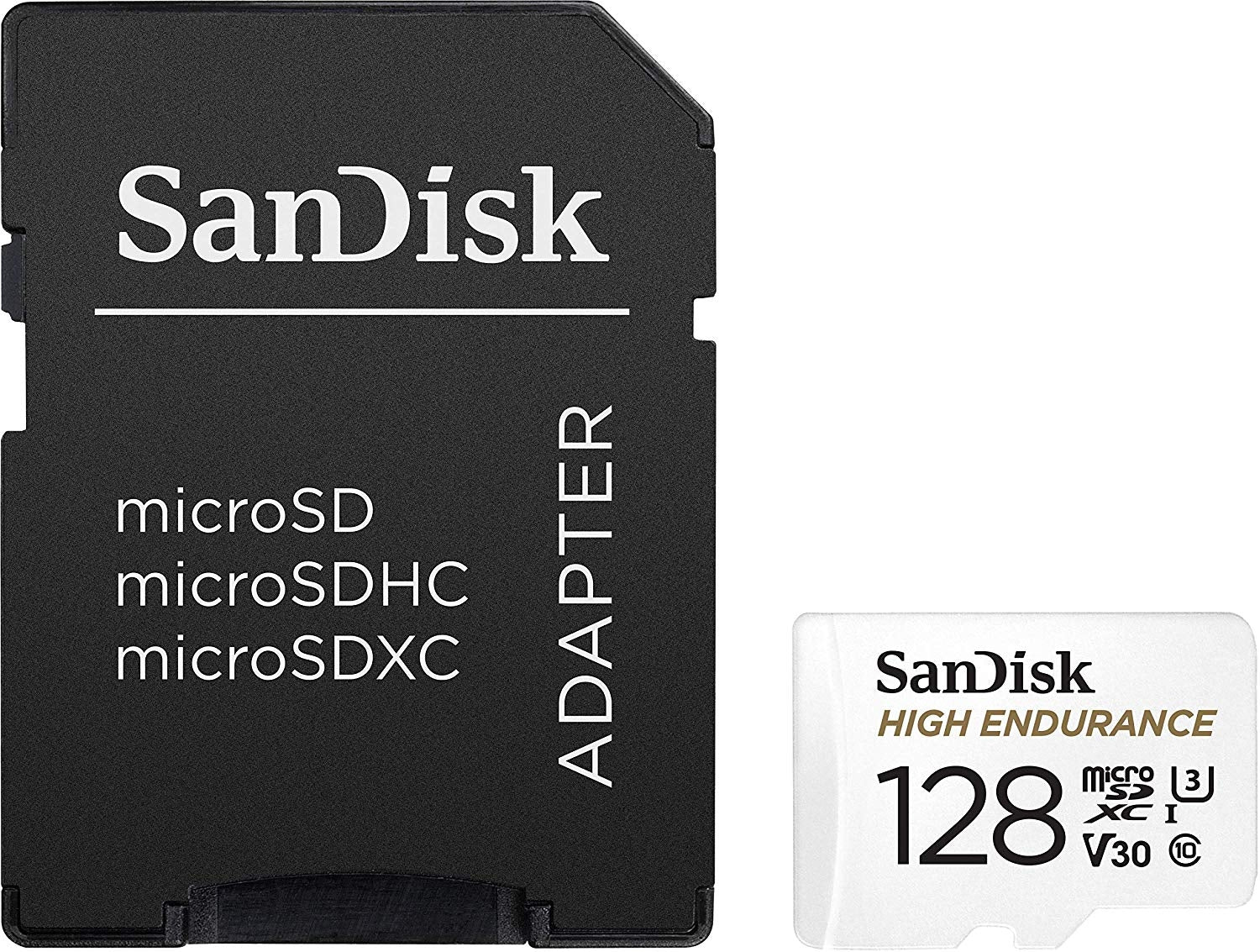 SANDISK HIGH ENDURANCE MICROSDHC CARD SQQNR 128G UHS-I C10 U3 V30 100MB/S R 40MB/S W SD ADAPTOR V28-FFCSAN128GSQQNR