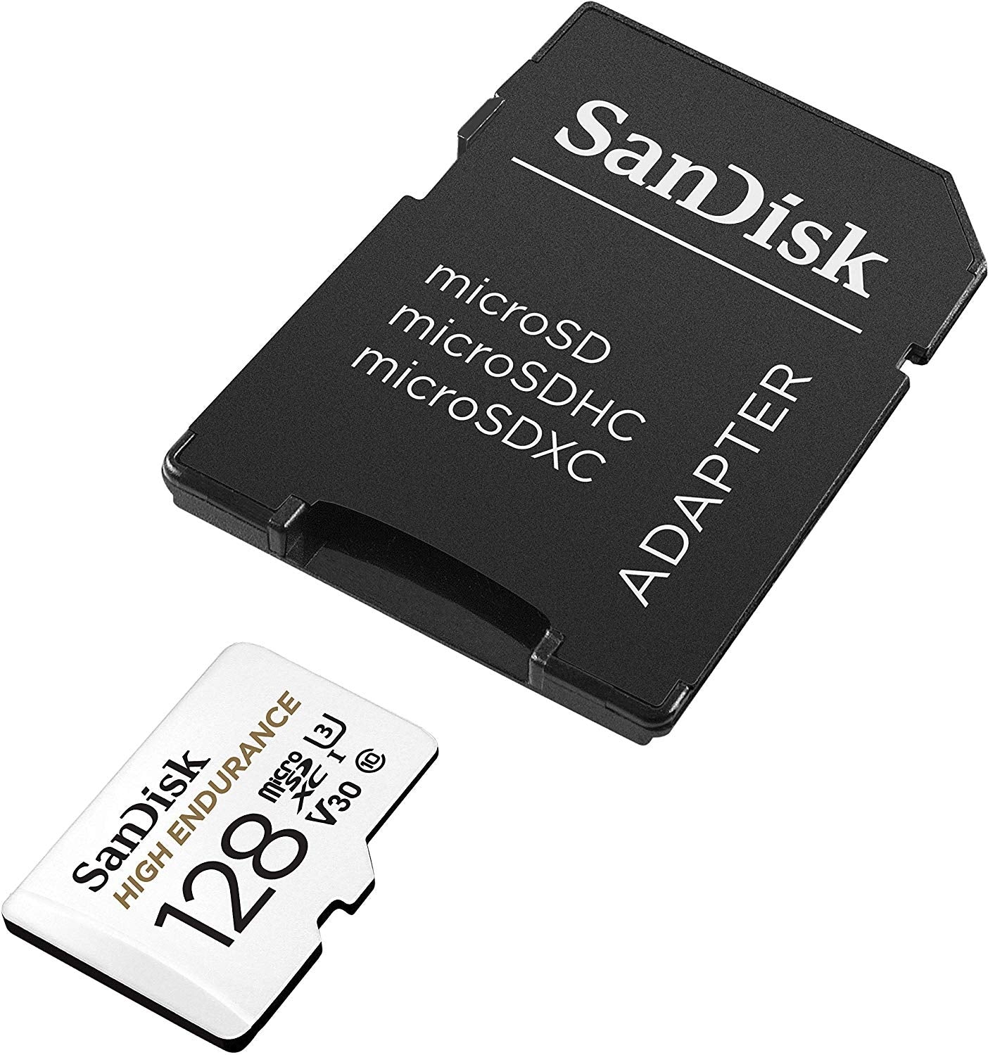 SANDISK HIGH ENDURANCE MICROSDHC CARD SQQNR 128G UHS-I C10 U3 V30 100MB/S R 40MB/S W SD ADAPTOR V28-FFCSAN128GSQQNR