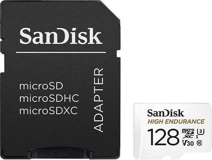 SANDISK HIGH ENDURANCE MICROSDHC CARD SQQNR 128G UHS-I C10 U3 V30 100MB/S R 40MB/S W SD ADAPTOR V28-FFCSAN128GSQQNR1