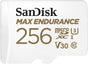 Sandisk Max Endurance Microsdxc Card SQQVR 256G (120 000 HRS) UHS-I C10 U3 V30 100MB/S R 40MB/S W SD Adaptor V28-FFCSAN256GQQVR