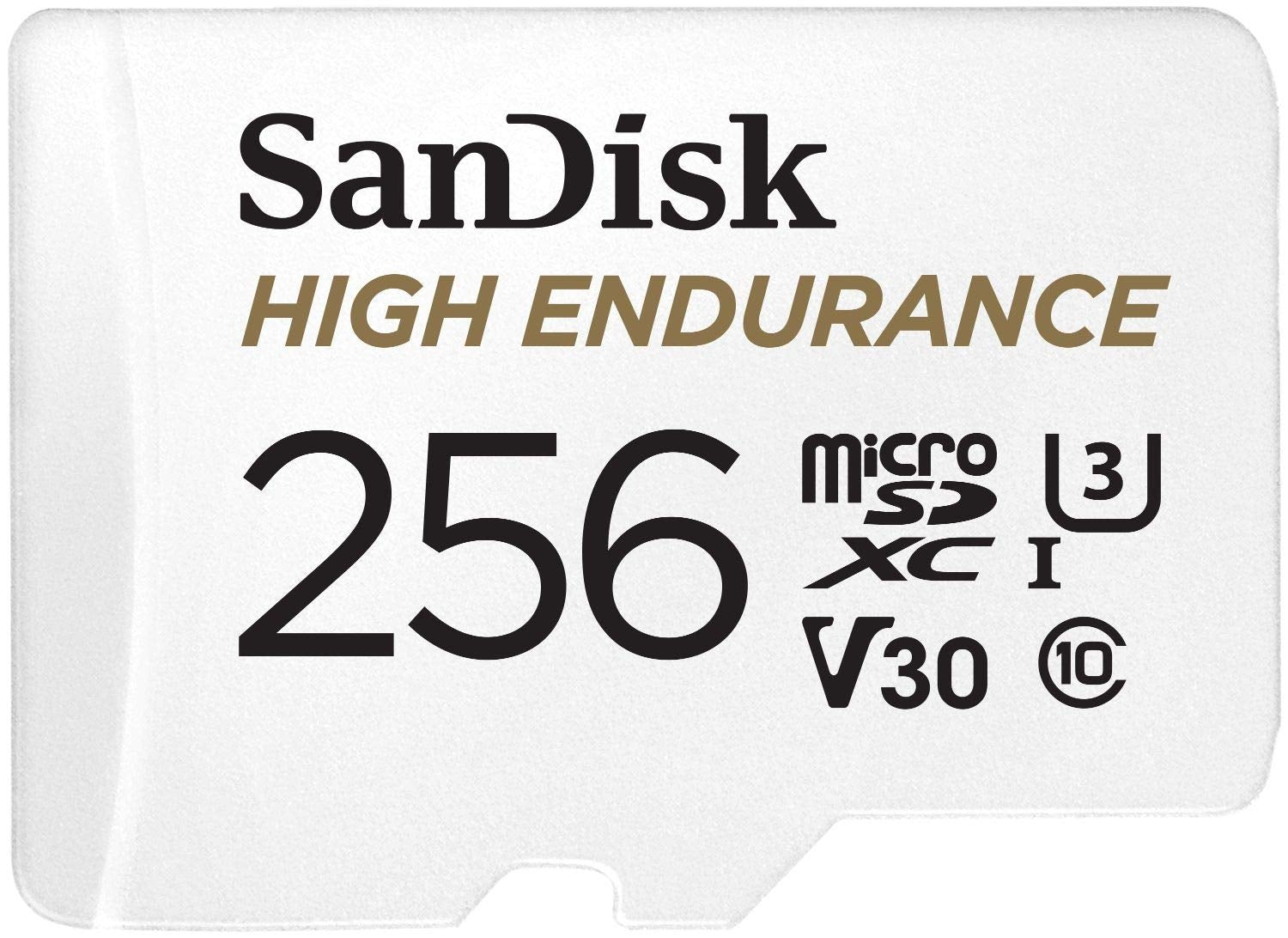 SANDISK HIGH ENDURANCE MICROSDHC CARD SQQNR 256G UHS-I C10 U3 V30 100MB/S R 40MB/S W SD ADAPTOR V28-FFCSAN256GSQQNR1